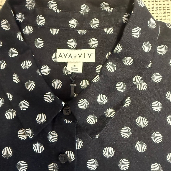 🎯60% OFF! Ava & Viv Woman’s Black and White Linen Blend Seashell Pattern - Picture 3 of 8